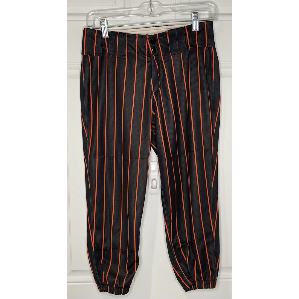 Boombah Women's 30 Softball Pants Medium Black with Orange Stripes Fastpitch